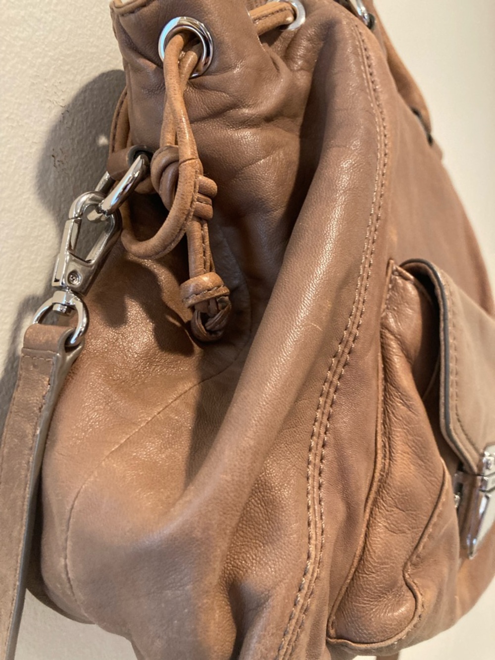 Michael Kors Tan Leather Shoulder Satchel Bag, Front Flap with Crossbody Strap - Picture 5 of 16